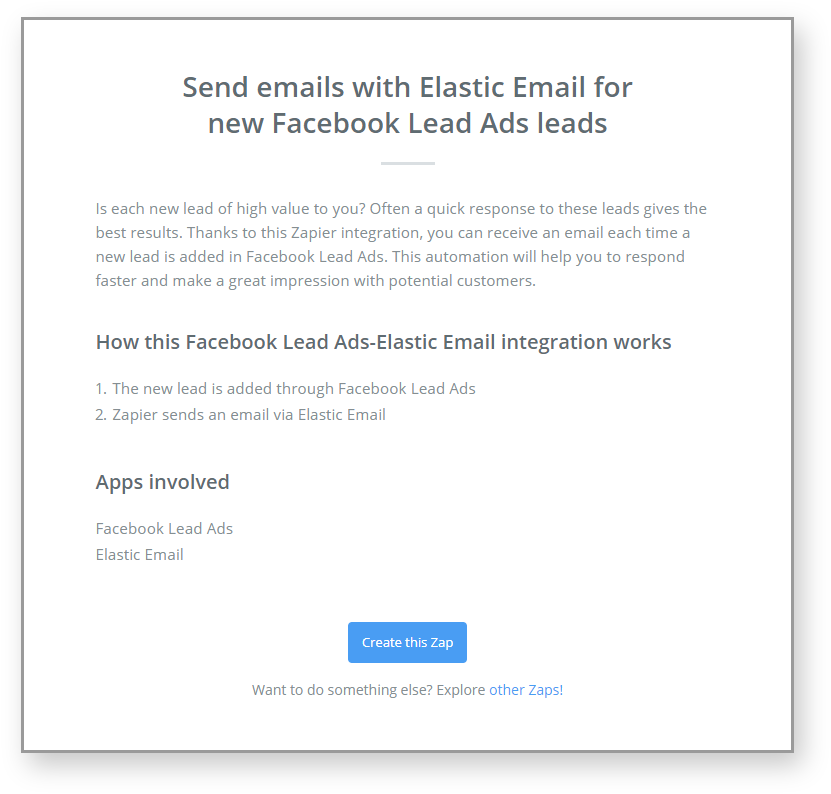 Elastic Email Zapier integration