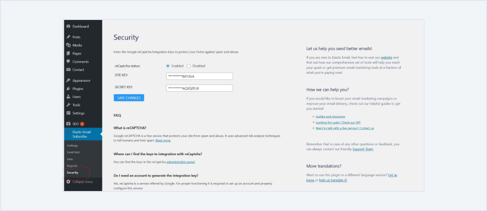 how to access recaptcha v2 in EE plugin