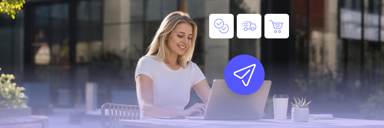 The main image presenting a wolan sitting in front of a laptop