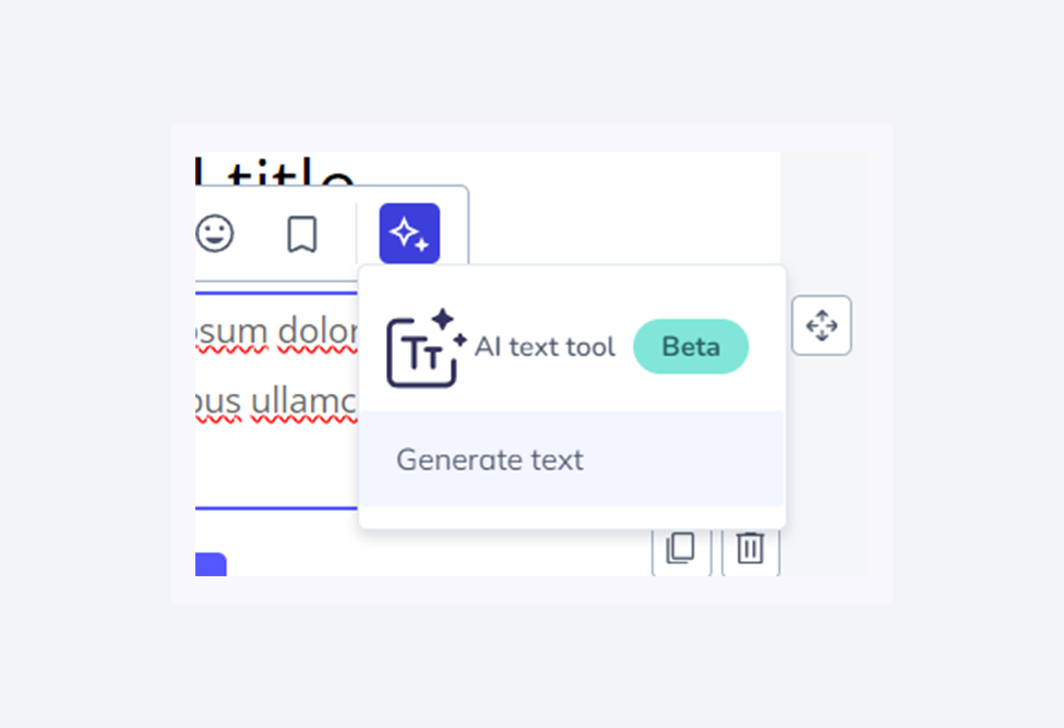 AI text tool generate text option