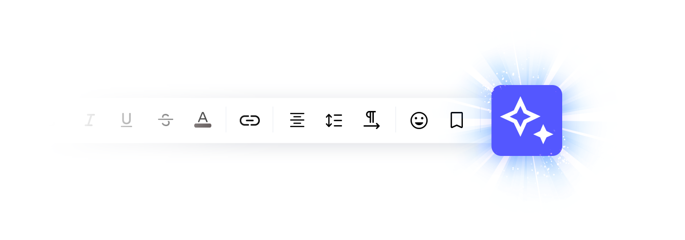Image presenting the Elastic Email AI text toolbar