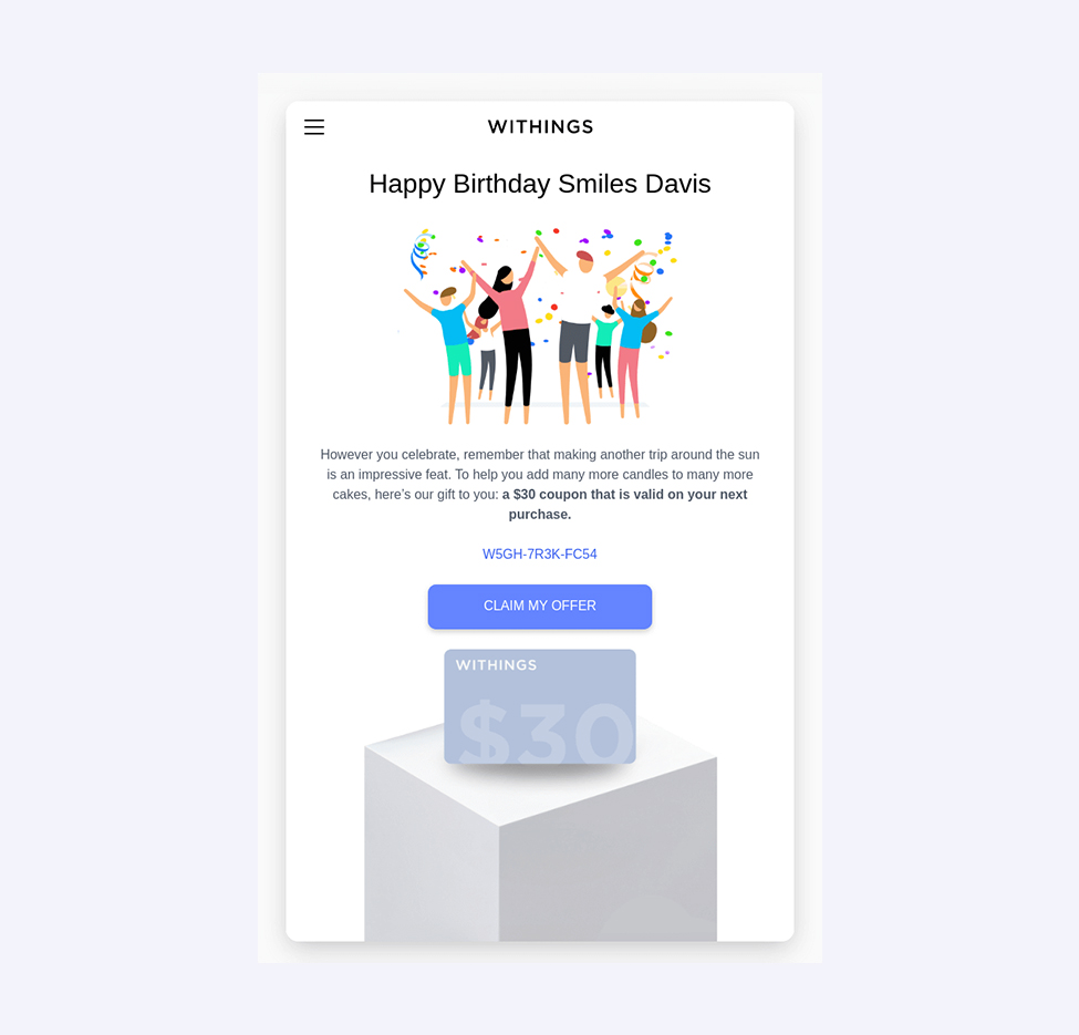 An example of a personalized email by Withings