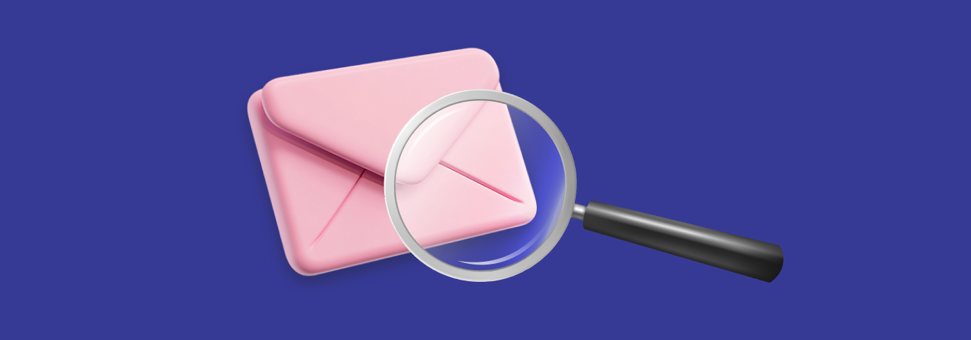 The main image presenting an envelope and a magnifying glass representing email audit