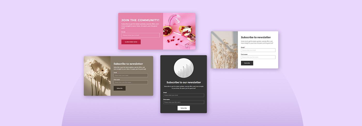 The main image presenting several pop-up form examples