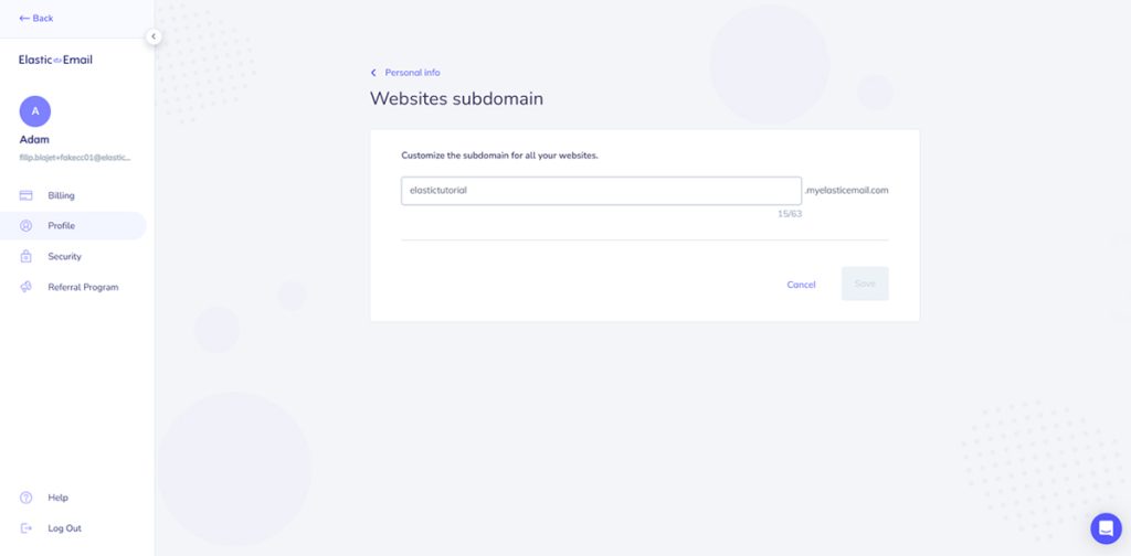 Screen that shows how to create and set subdomain for shop