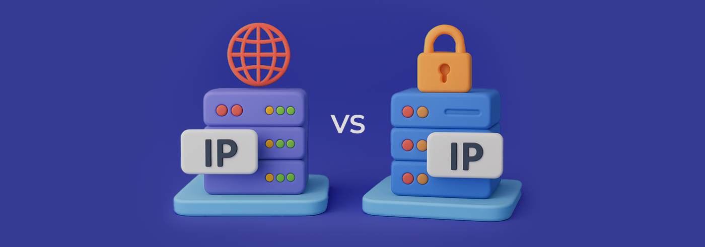 The main image presenting two graphics that are representations of shared and private ips