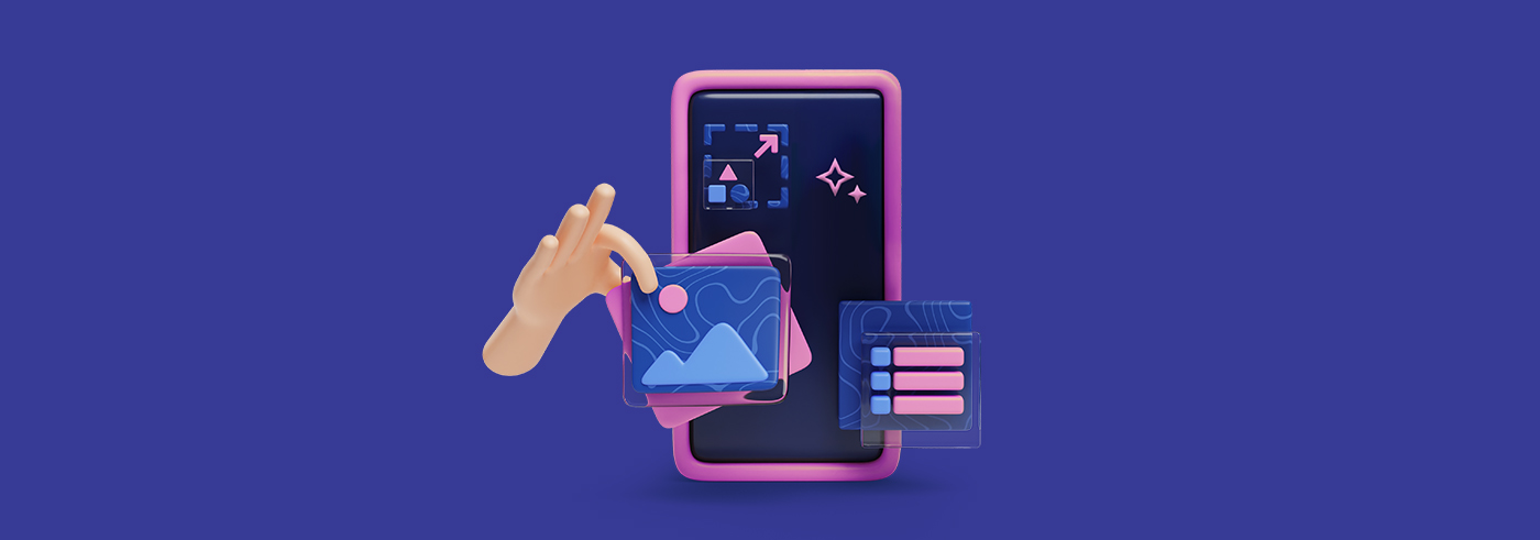 The main image presenting the mockup of phone and ddrag&drop editor, supported by AI