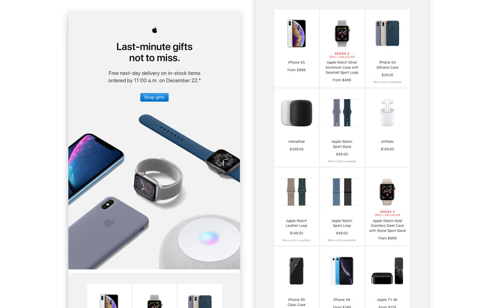 A screenshot of an email presenting a last-minute campaign