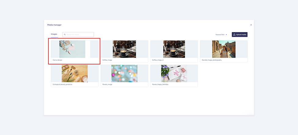 A screenshot from the Elastic Email media manager