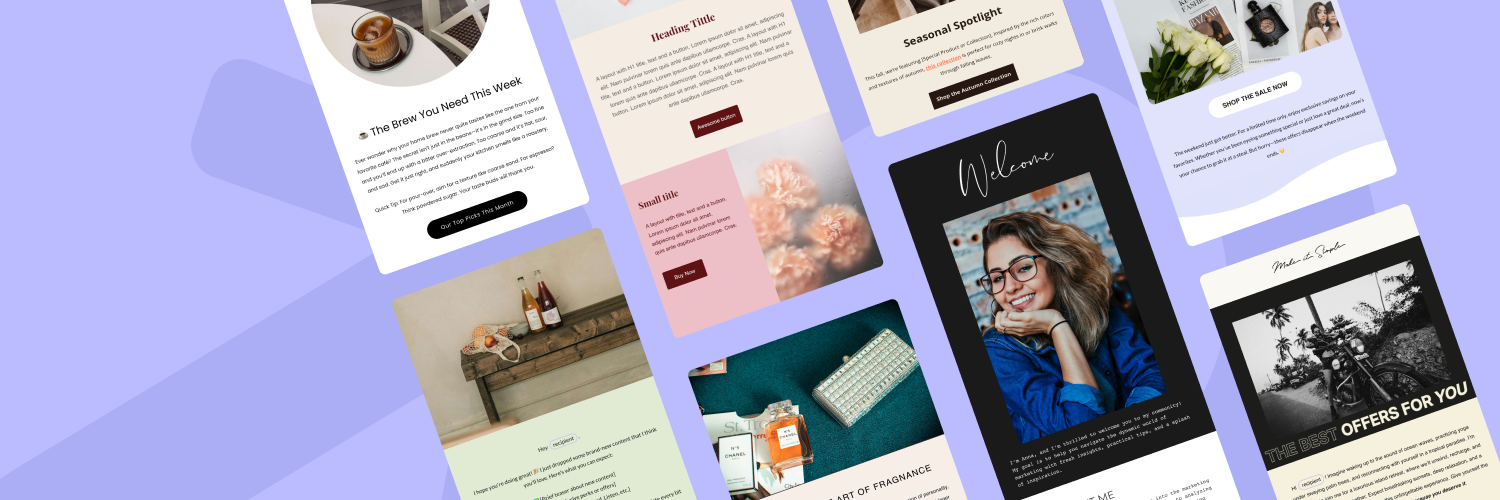 The main image containing several email templates desgins