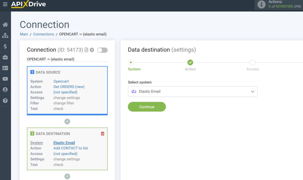 Screenshot from APIxDrive for the e-commerce order processing use case