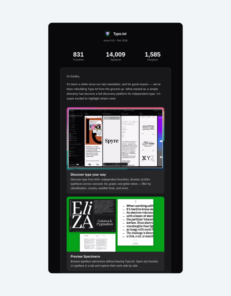 Screenshot of an email template showing dark mode