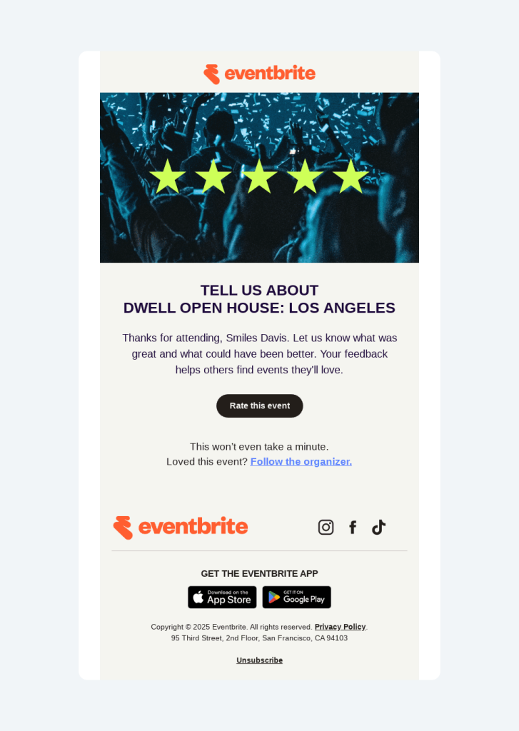 Screenshot of an email template showing review request