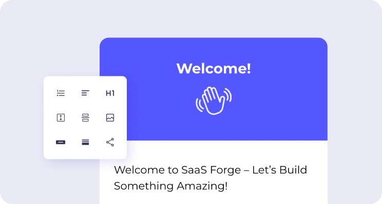 The template editor with a welcome email template