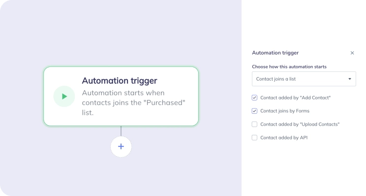 The automation trigger settings