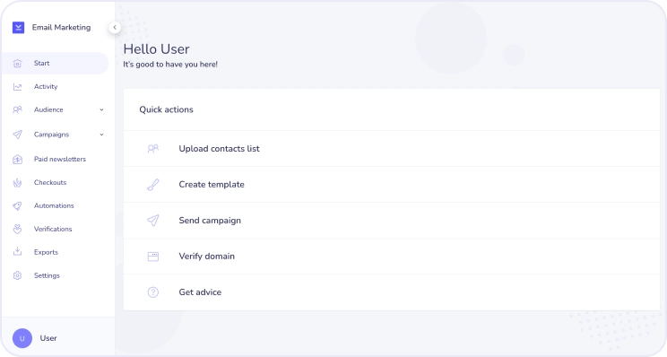 Elastic Email sign-up form
